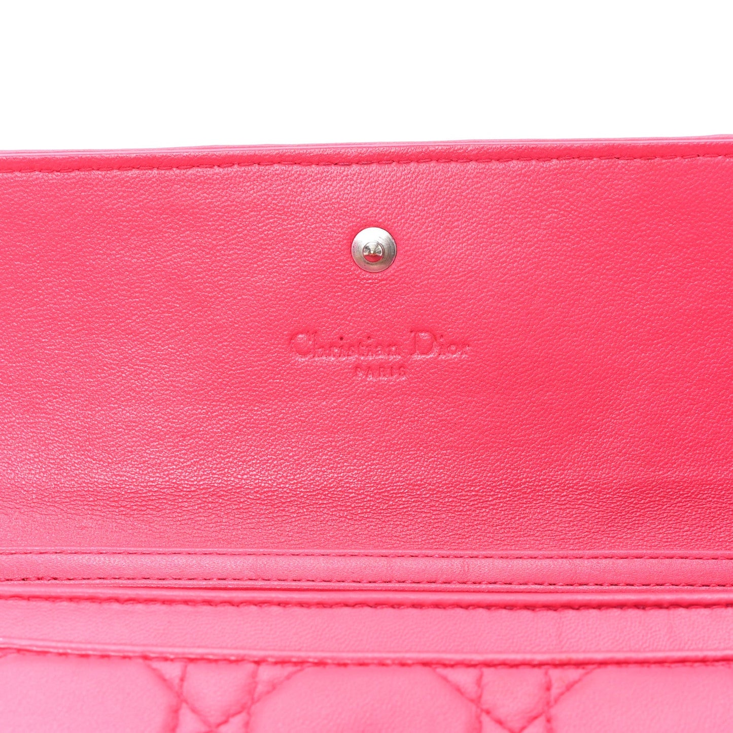 Lambskin Cannage Lady Dior Rendezvous Wallet On Chain Fuchsia