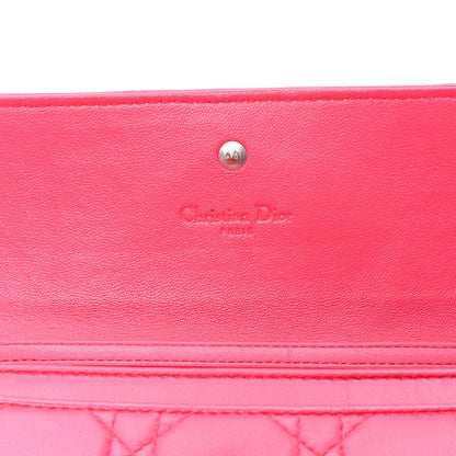 Lambskin Cannage Lady Dior Rendezvous Wallet On Chain Fuchsia