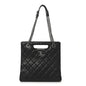 Goatskin Quilted Small Perfect Edge Shopping Tote Black
