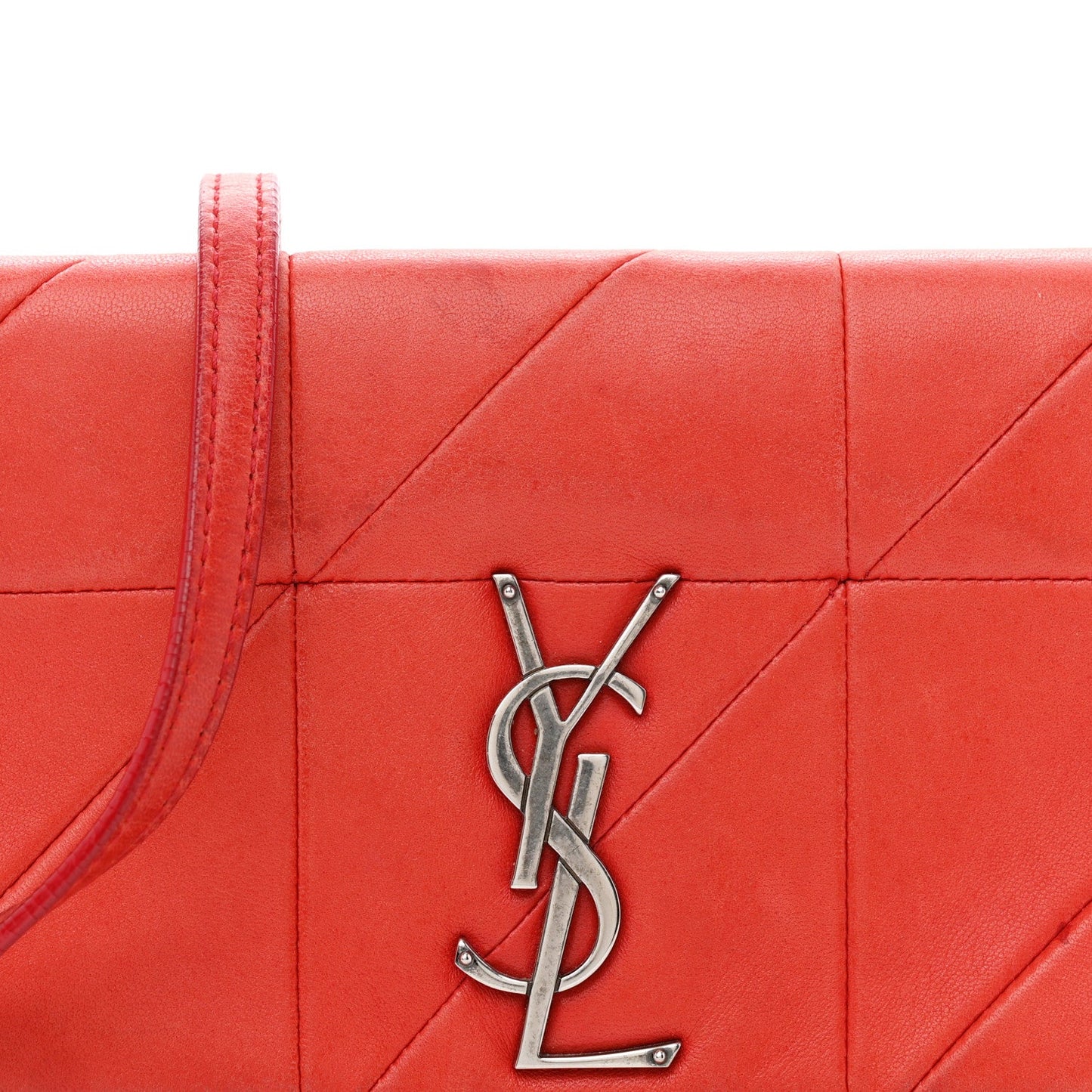 Lambskin Patchwork Monogram Jamie Chain Wallet Red
