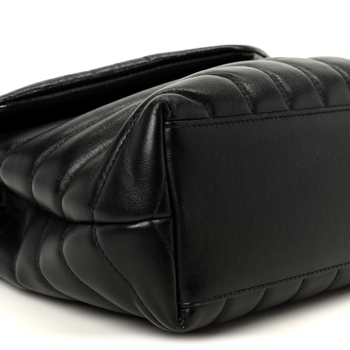 Calfskin Y Quilted Monogram Small Loulou Chain Satchel Black