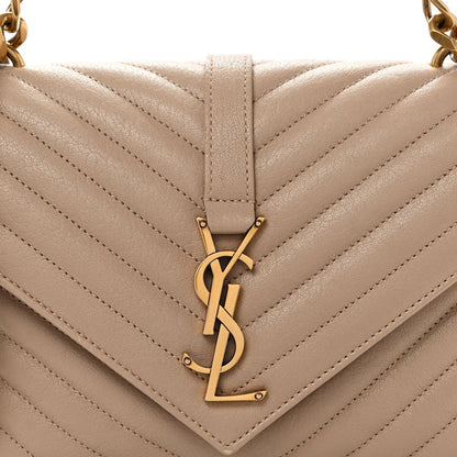 Sheepskin Matelasse Chevron Monogram Medium College Bag Dark Beige