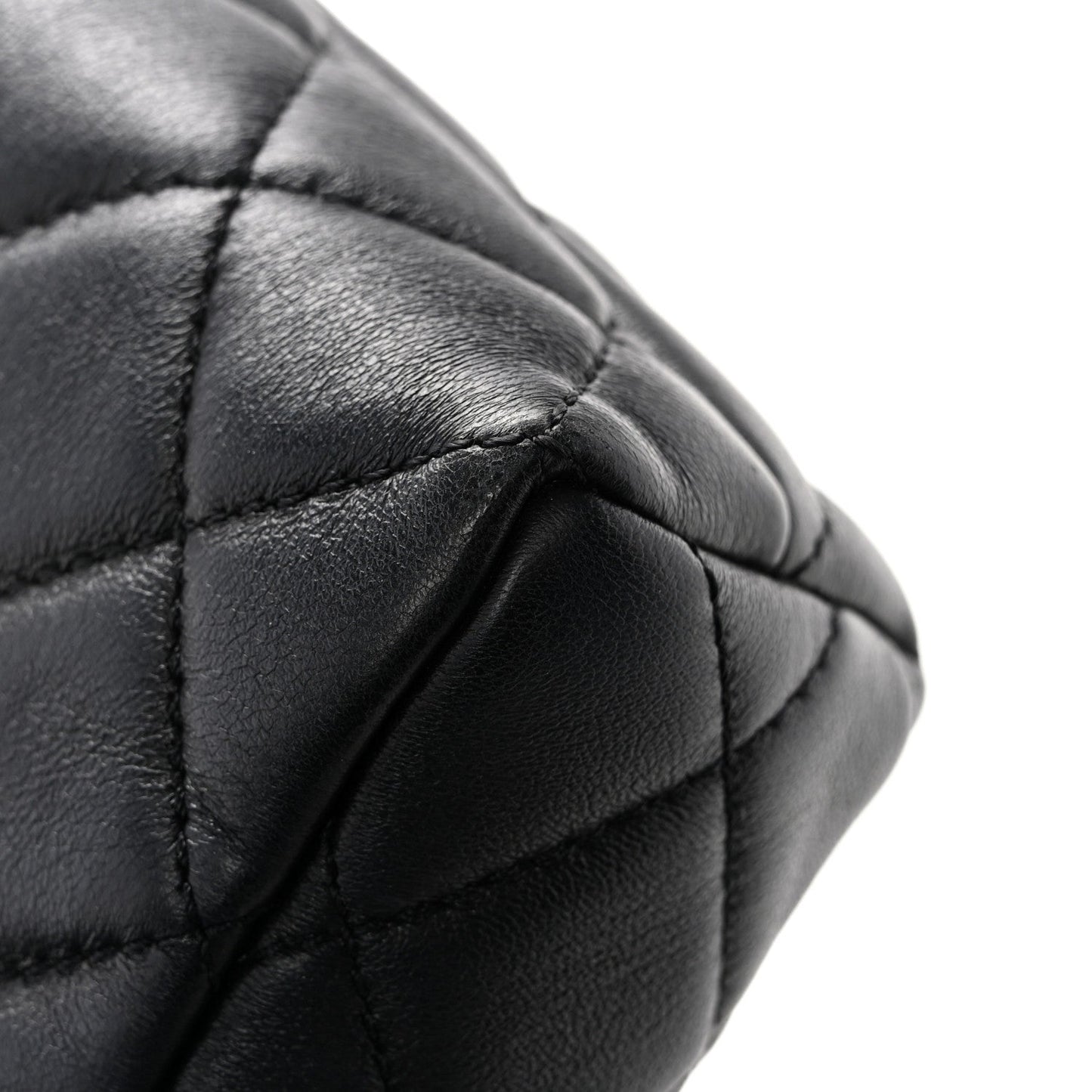 Lambskin Quilted Mini Quilted Handle Crush Flap Black