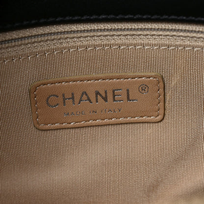 Glazed Crinkled Lambskin Small Reissue Zip Shopping Tote Black