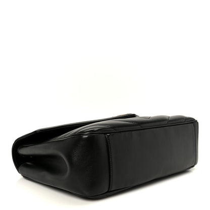 Lambskin Chevron Quilted Large Loulou Black