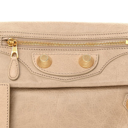 Agneau Giant 21 Gold Hardware Envelope Clutch Sahara