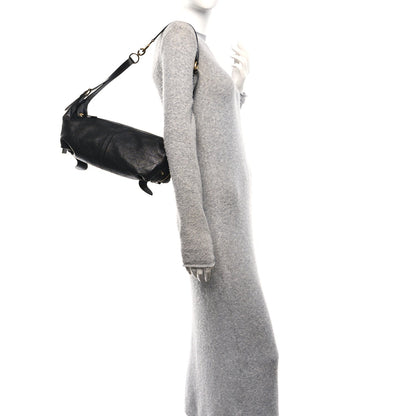 Shiny Grained Calfskin Macrocannage Medium D-Journey Bag Black