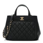 Caviar Quilted Small Business Affinity Shopping Bag Black