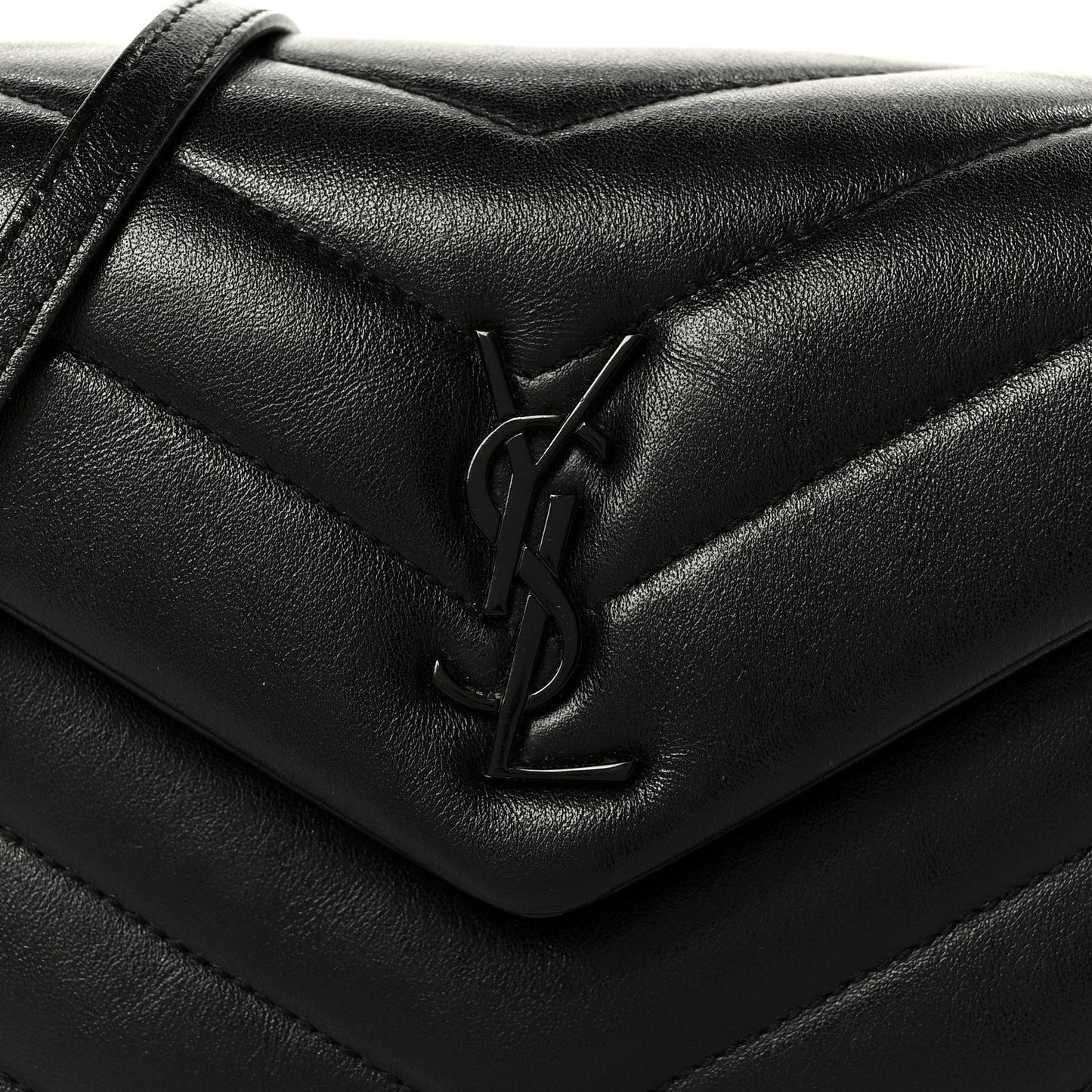 Calfskin Y Quilted Monogram Monochrome Toy Loulou Crossbody Bag Black