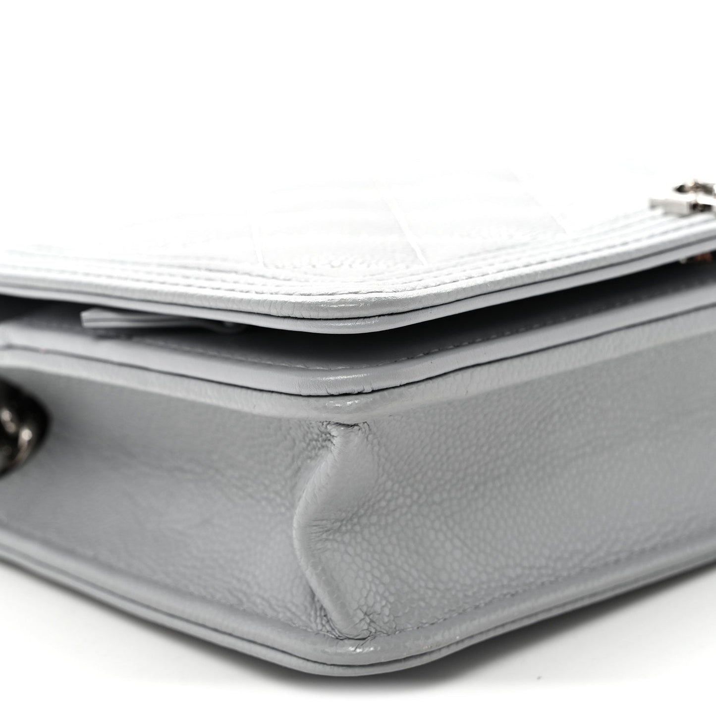 Caviar Quilted Boy Wallet On Chain WOC Grey