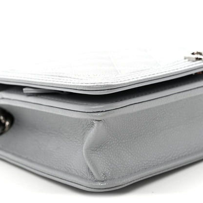 Caviar Quilted Boy Wallet On Chain WOC Grey