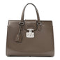 Regent Calfskin Large Lady Lock Flap Top Handle Bag Grey