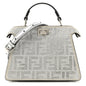 Crystal Vitello Laminato FF Petite Peekaboo I SEE U Satchel Crystal Argento