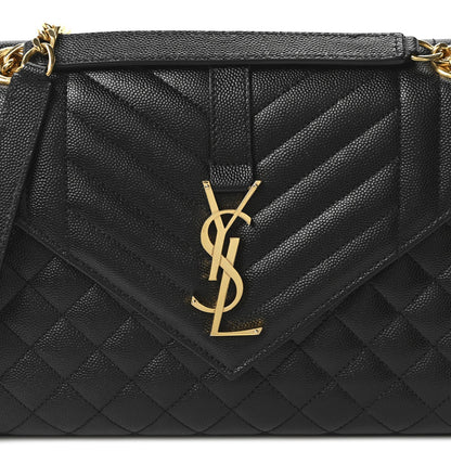 Grain De Poudre Textured Mixed Matelasse Triquilt Medium Monogram Satchel Black