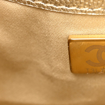 Metallic Caviar Quilted Small Chanel 25 Handbag Gold