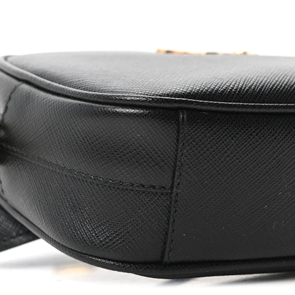 Saffiano Lux Metal Belt Bag Black