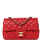 Lambskin Quilted Mini Rectangular Flap Red