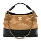 Suede Calfskin Shiny Lambskin Quilted Small Coco Base Shopping Bag Beige Black