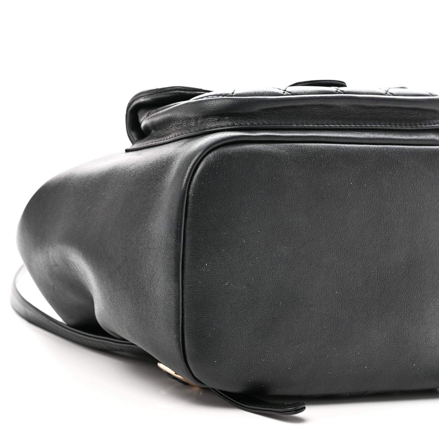 Lambskin Quilted Large Duma Drawstring Backpack Black