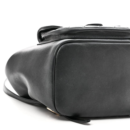 Lambskin Quilted Large Duma Drawstring Backpack Black