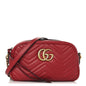 Calfskin Matelasse Small GG Marmont Chain Shoulder Bag Hibiscus Red