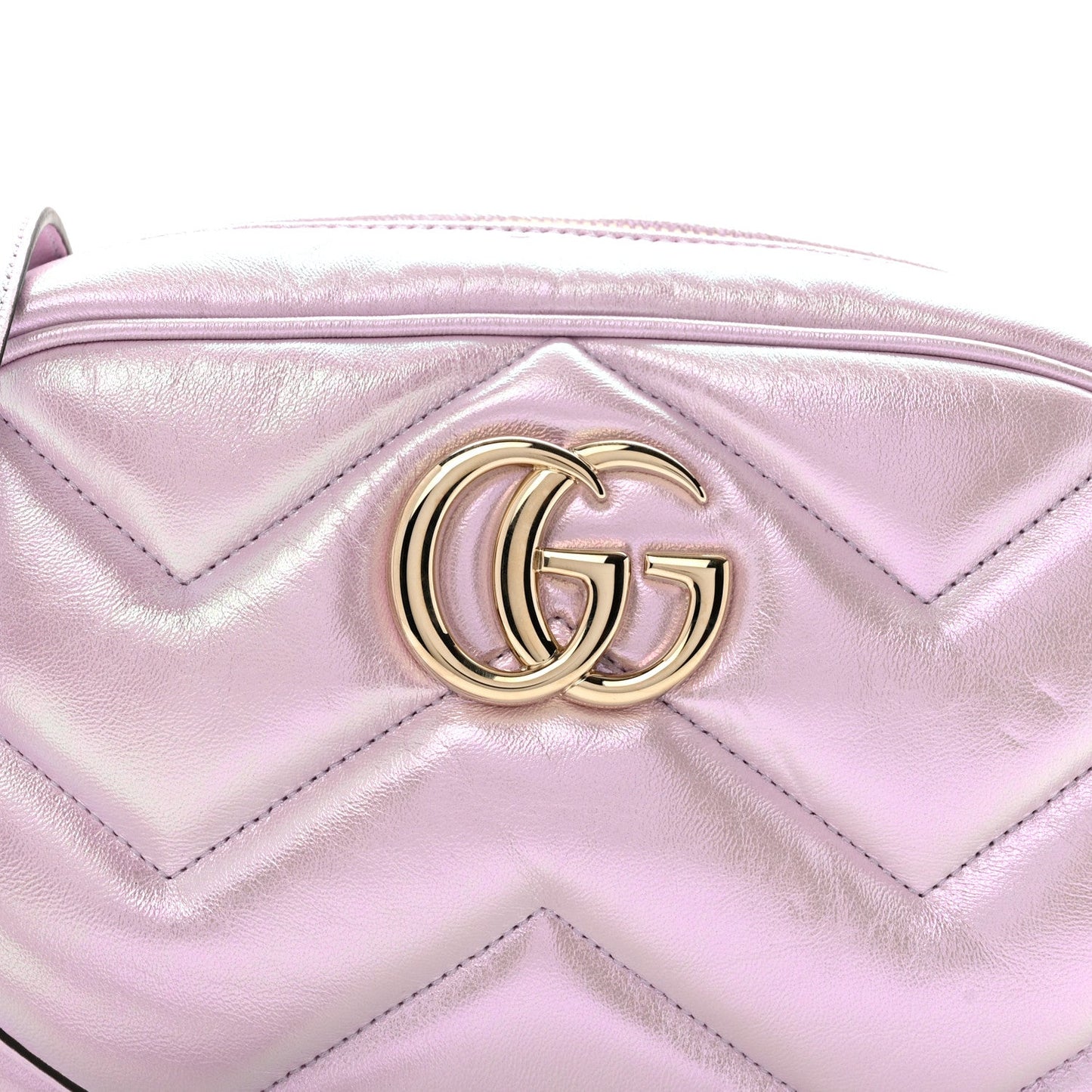 Iridescent Nappa Chevron Matelasse Small GG Marmont Chain Shoulder Bag Iridescent Escape Pink