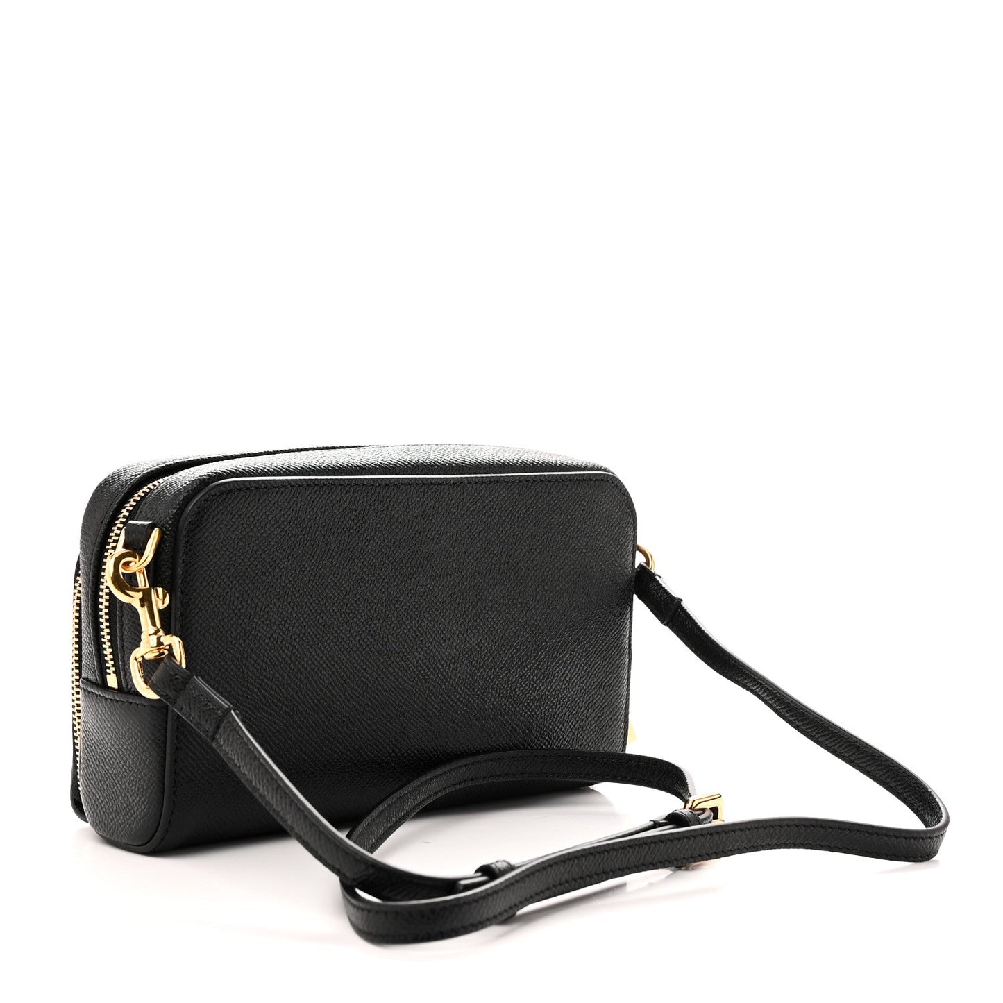 Grained Calfskin Caro Double Pouch Black