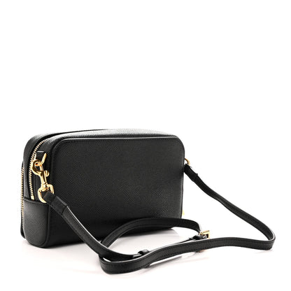 Grained Calfskin Caro Double Pouch Black