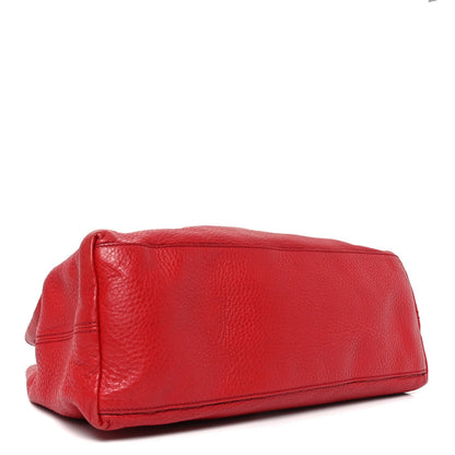 Pebbled Calfskin Medium Soho Chain Shoulder Bag Tabasco Red