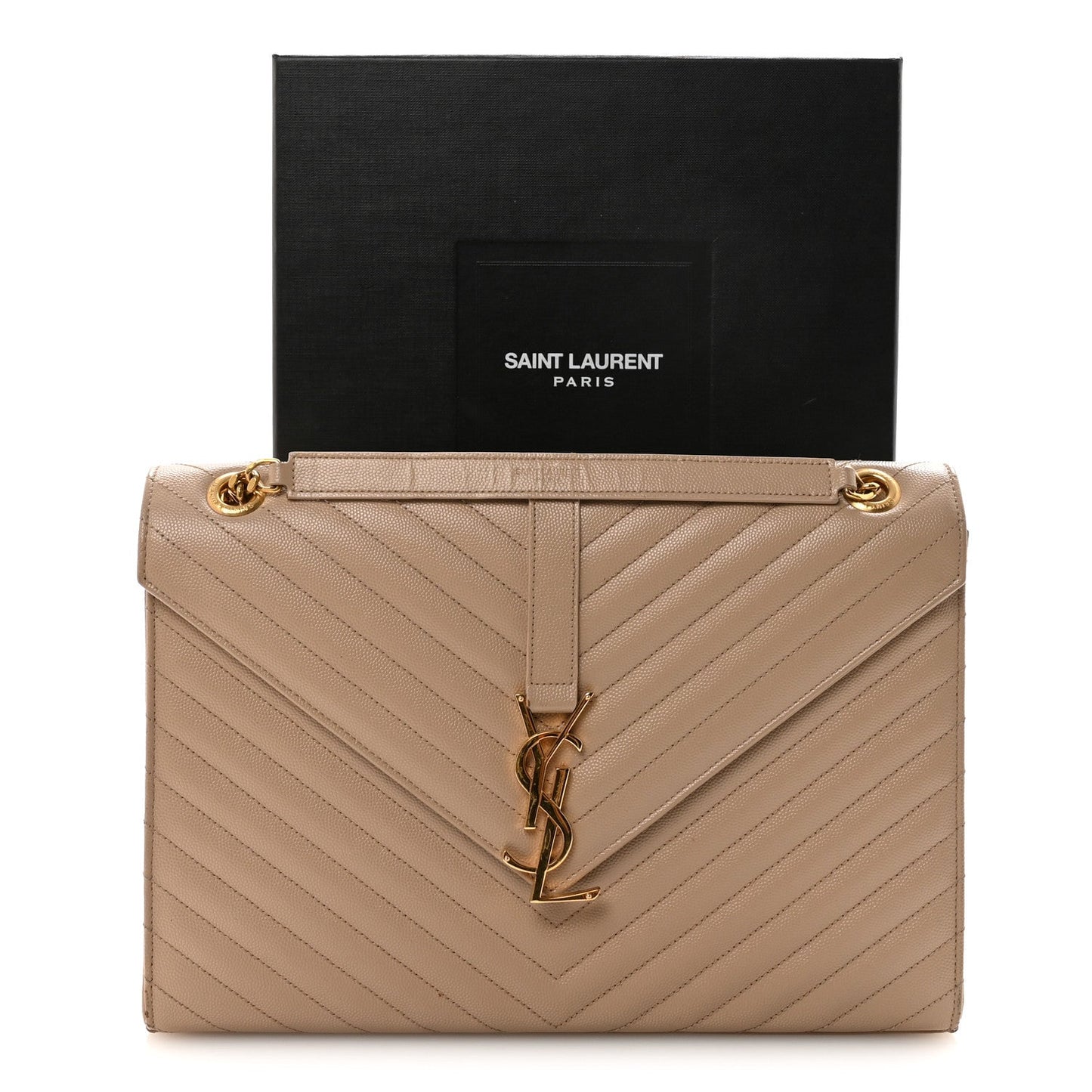 Grain De Poudre Matelasse Chevron Large Monogram Satchel Dark Beige