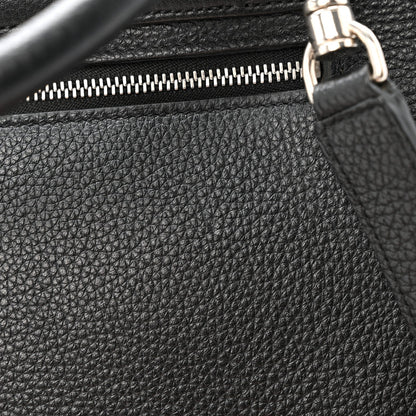 Drummed Calfskin Suede Medium Trapeze Black