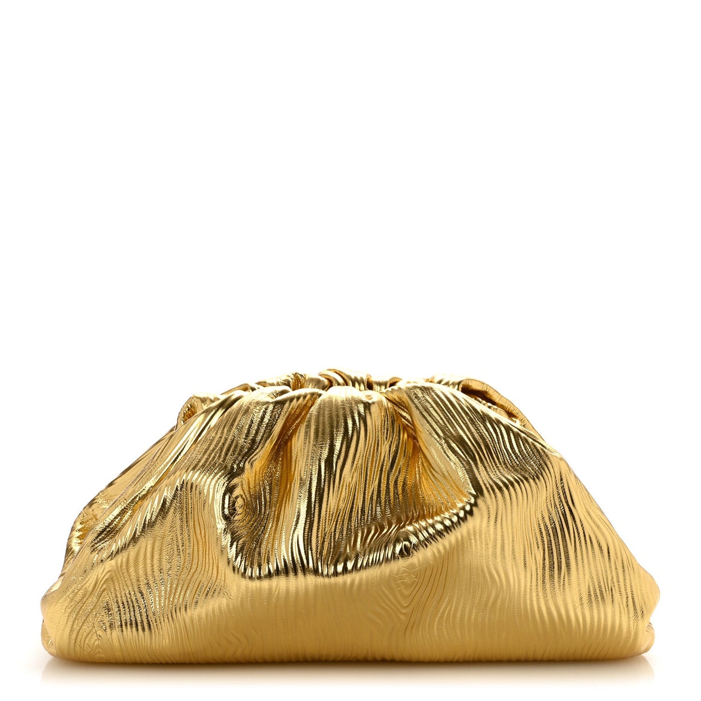 Metallic Bark Calfskin Embossed The Pouch Oversized Clutch Oro
