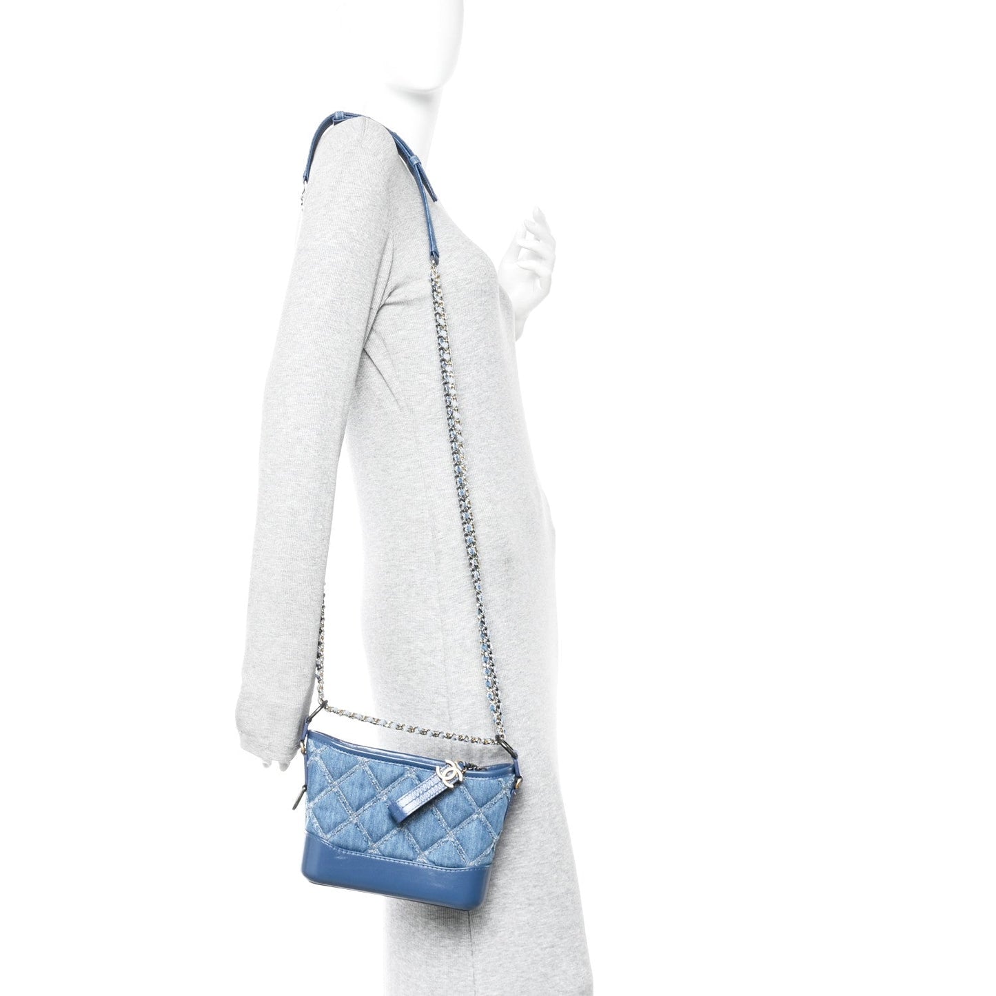Denim Calfskin Small Gabrielle Hobo Blue