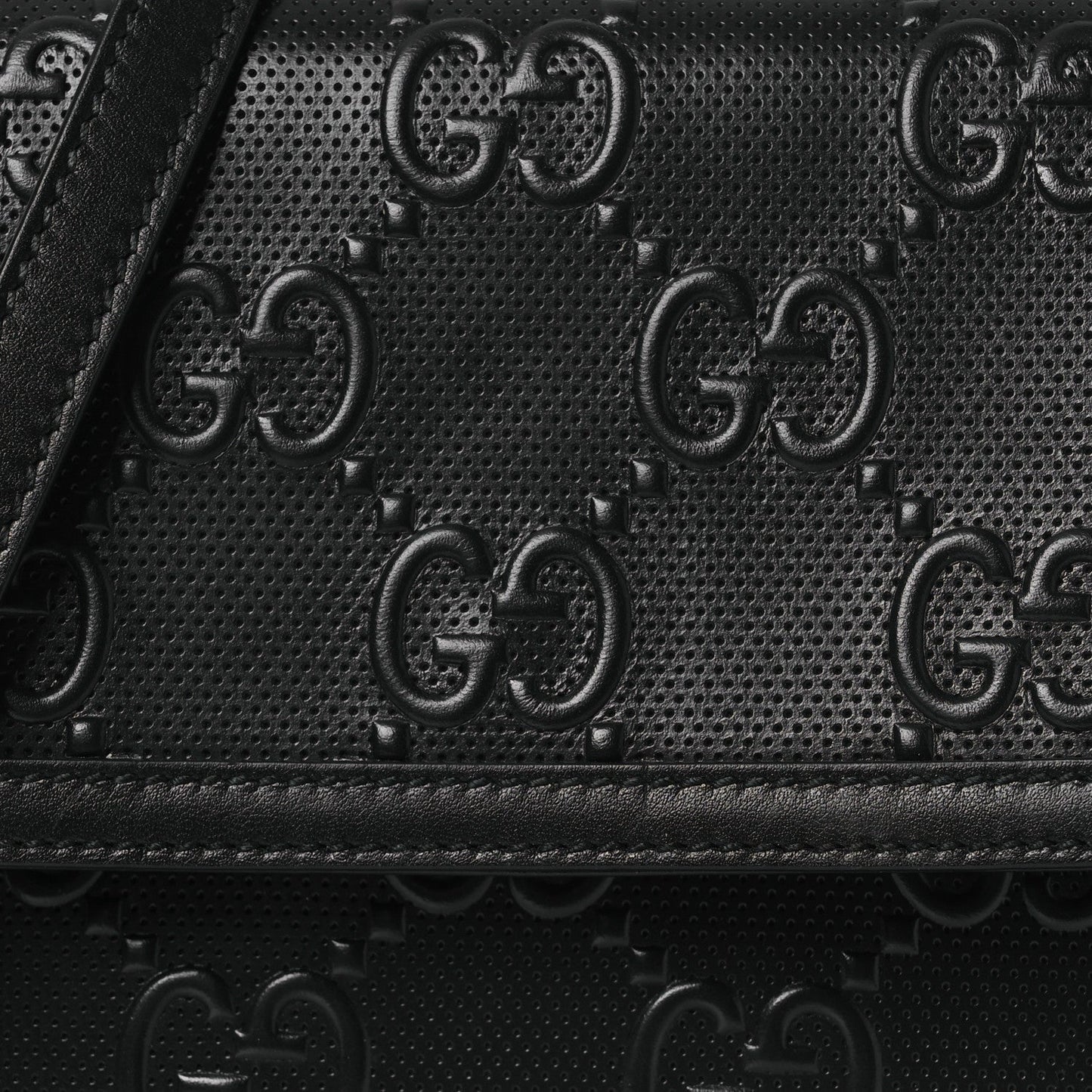 Calfskin GG Tennis Embossed Messenger Bag Black