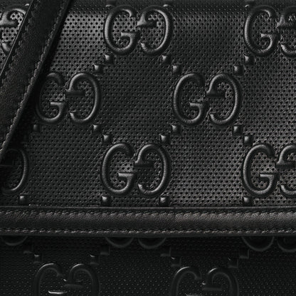 Calfskin GG Tennis Embossed Messenger Bag Black