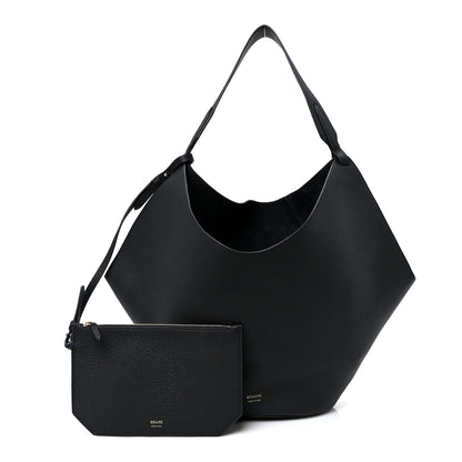 Pebbled Sport Calfskin Medium Lotus Tote Black