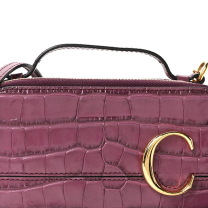 Calfskin Crocodile Embossed Mini C Vanity Bag Crushed Violet