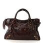 Agneau Classic Gold Hardware Perforated Dot City Charbon