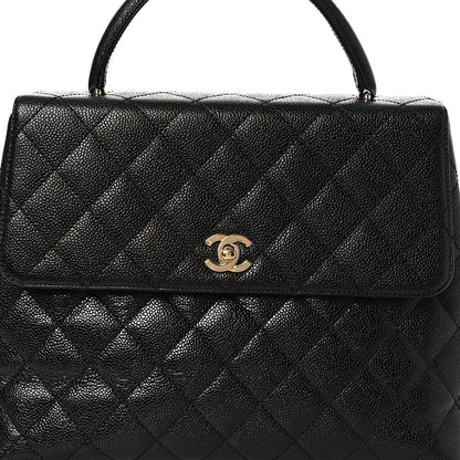 Caviar Quilted Jumbo Kelly Flap Black