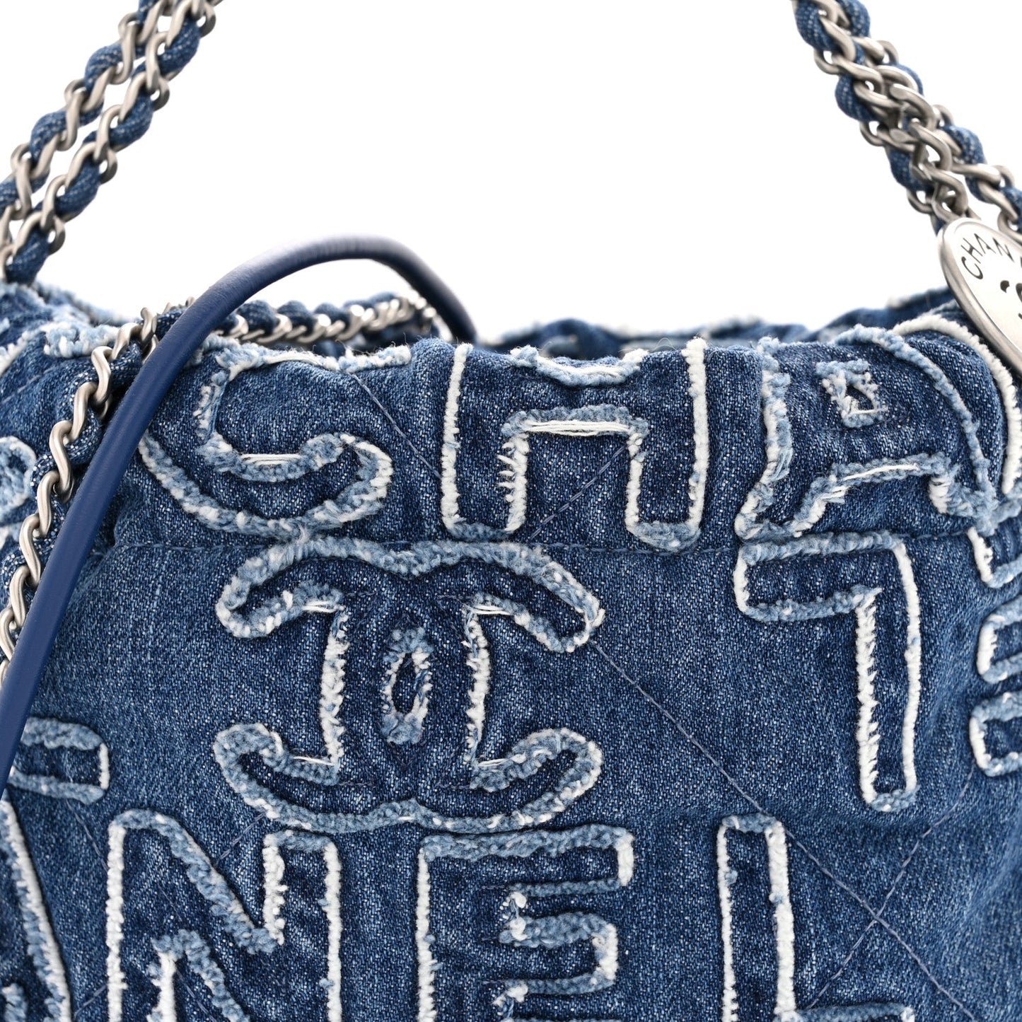 Denim Patchwork Quilted Mini Chanel 22 Blue