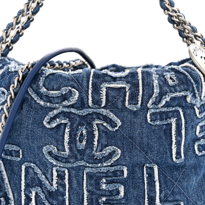 Denim Patchwork Quilted Mini Chanel 22 Blue