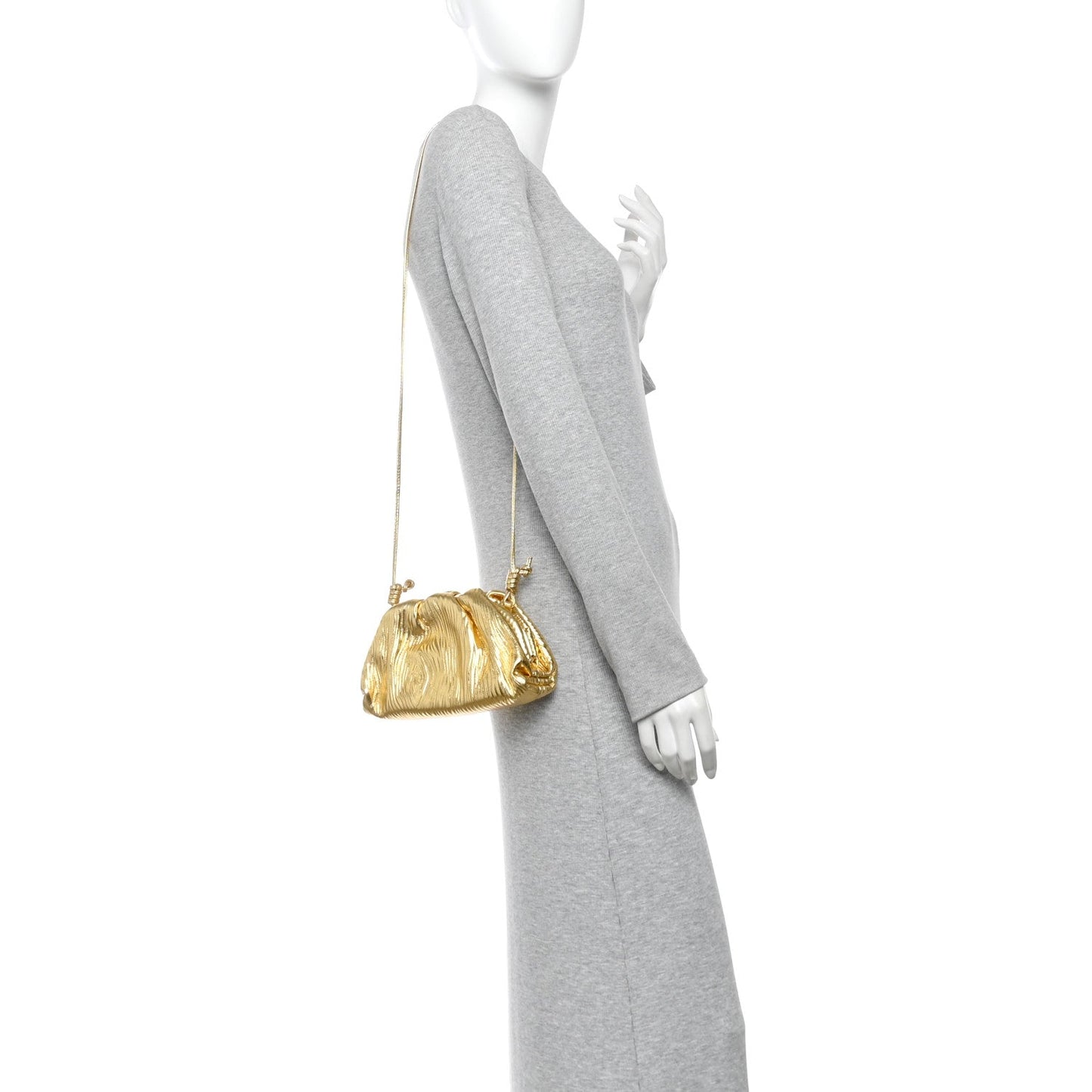 Metallic Bark Calfskin The Mini Pouch Gold