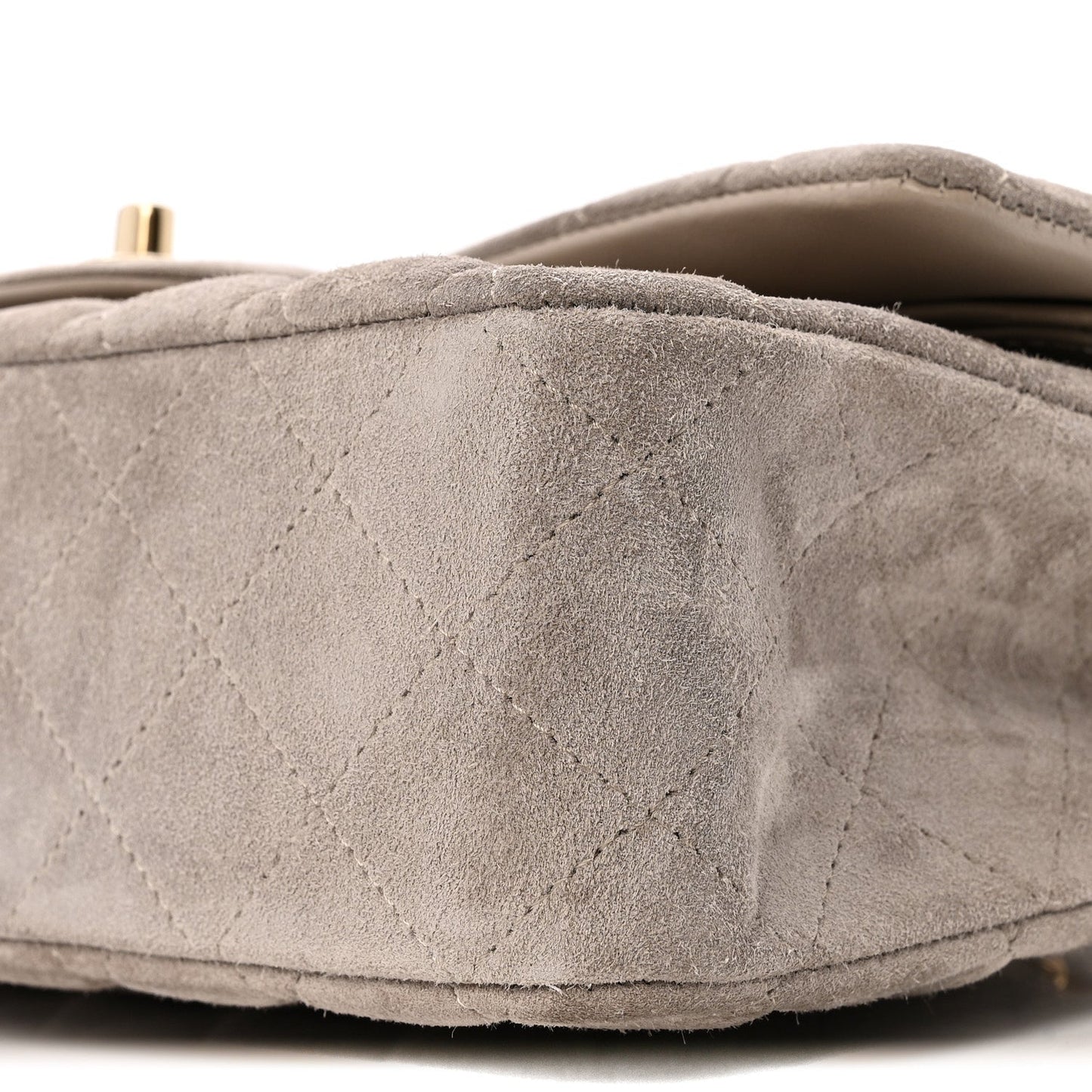 Suede Quilted Medium Double Flap Grey