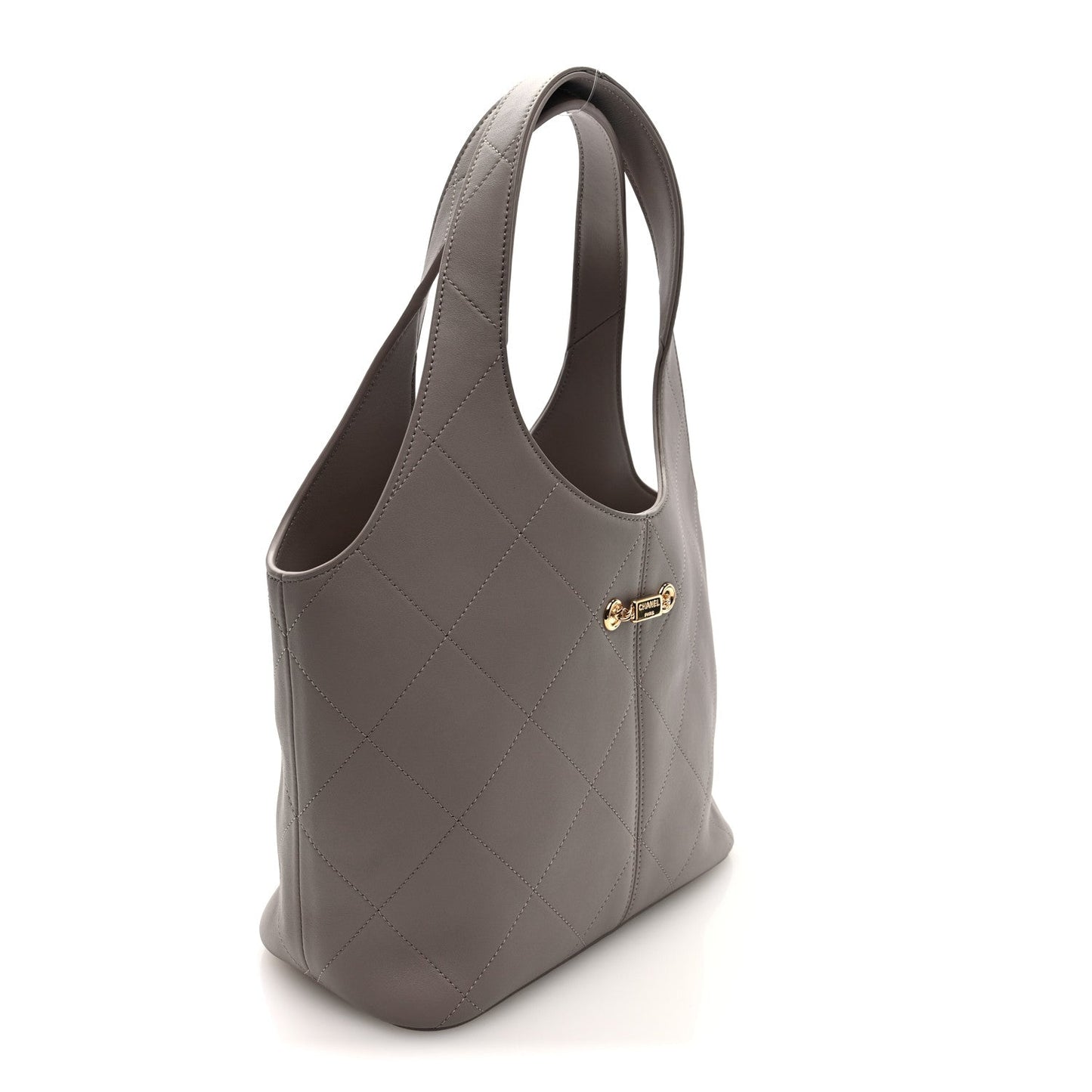 Calfskin Quilted Shopping Bag Dark Grey
