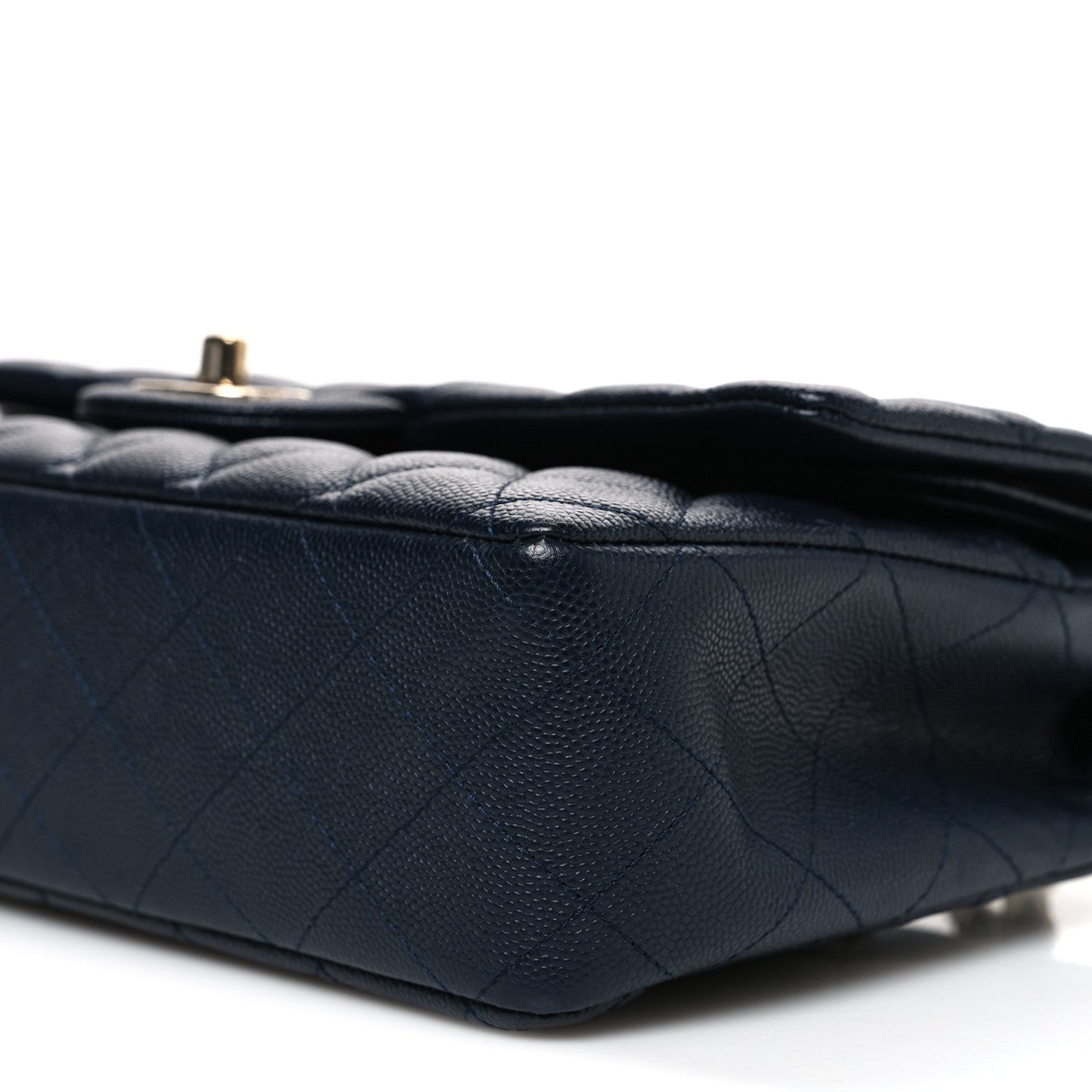 Caviar Quilted Medium Double Flap Navy