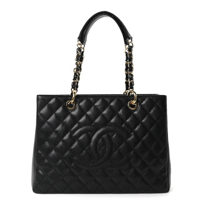 Caviar Quilted Grand Shopping Tote GST Black