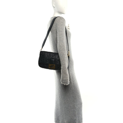 Nappa FF 1974 Embossed Large Baguette Black