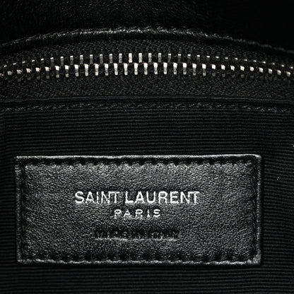 Lambskin Quilted Small Loulou Puffer Monogram Chain Satchel Black