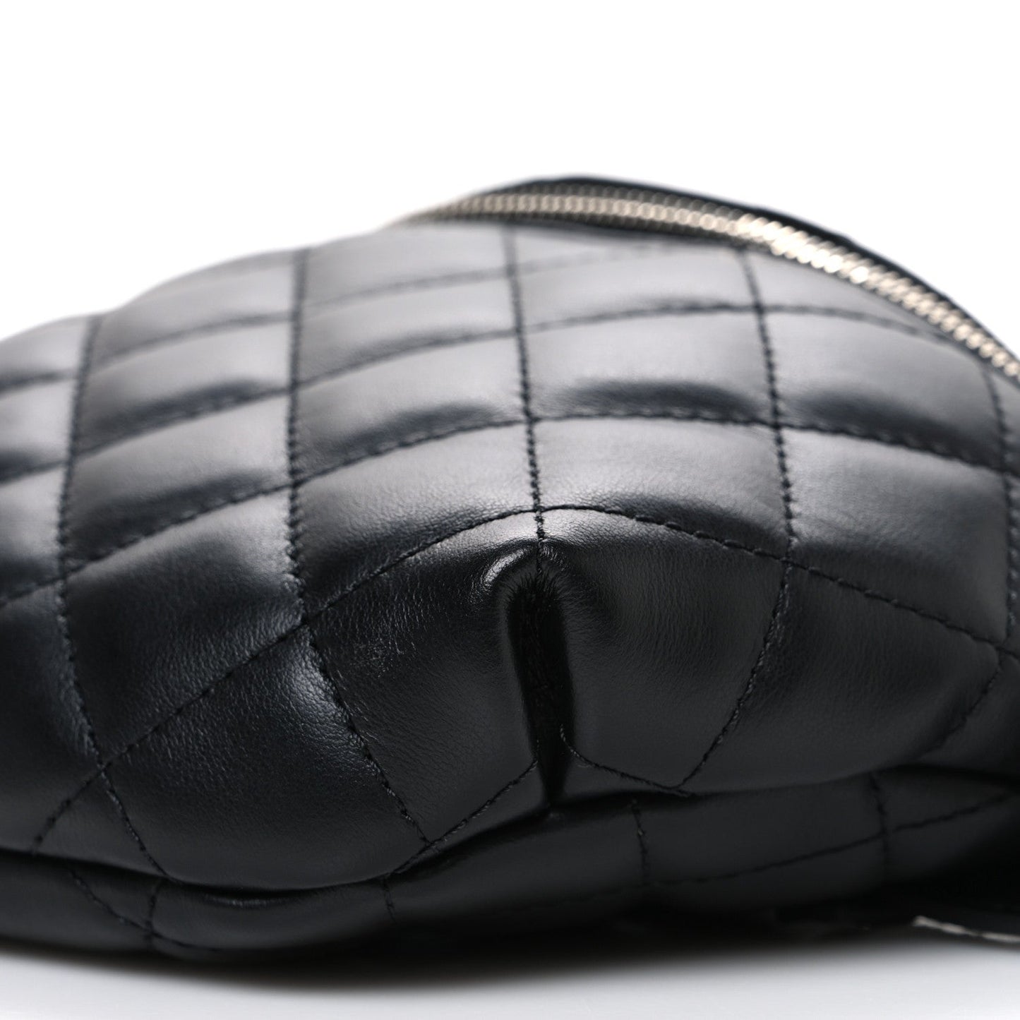 Lambskin Quilted Waist Belt Bag Black