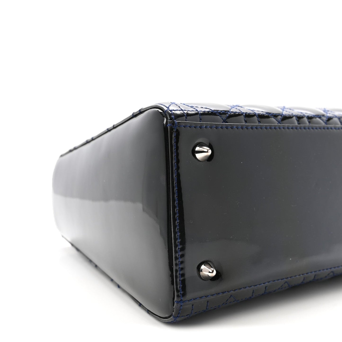 Patent Cannage Medium Lady Dior Navy Blue